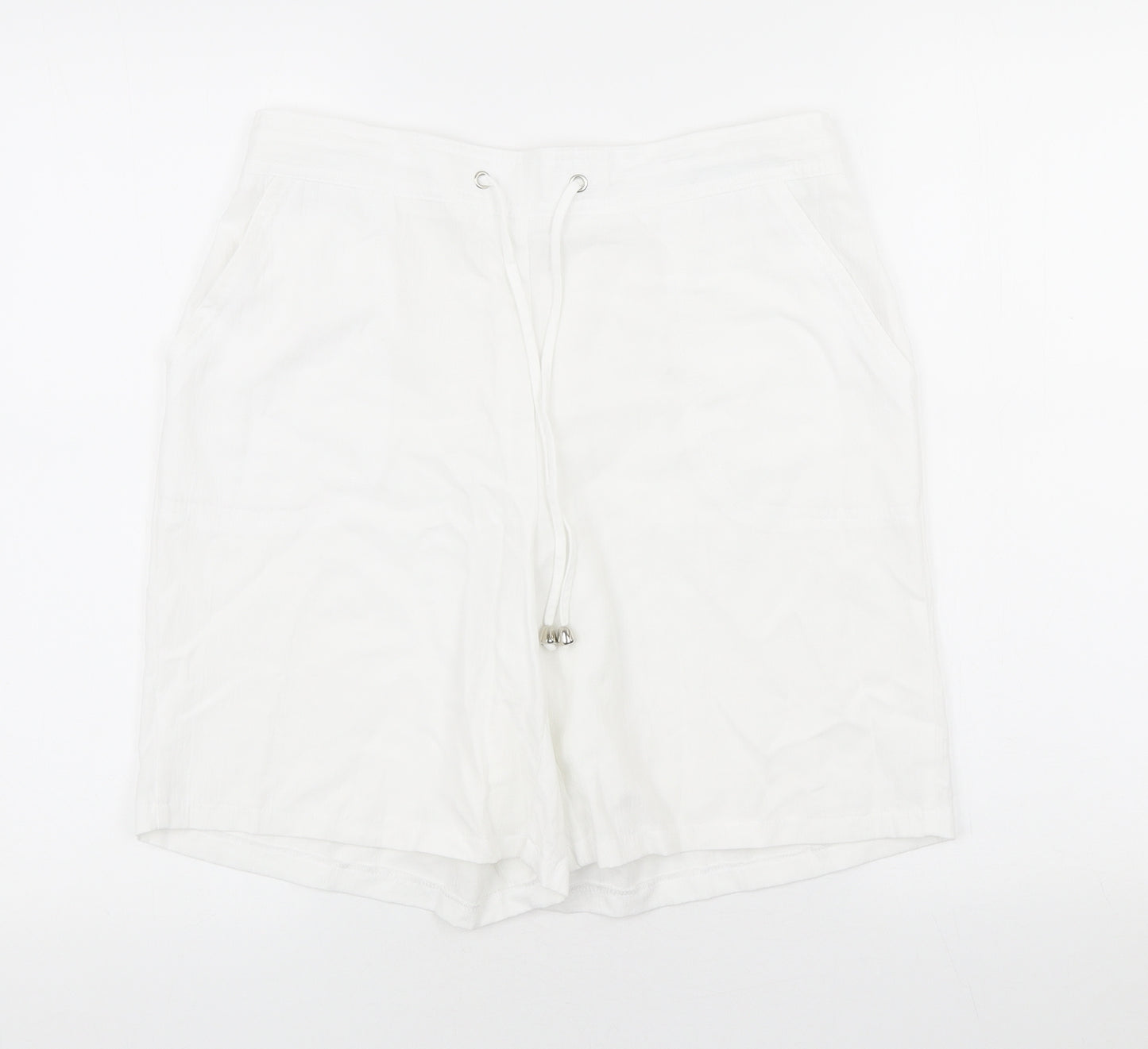 Papaya Womens White Polyester Skimmer Shorts Size 12 L7 in Regular Drawstring