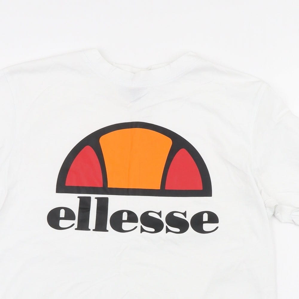 ellesse Womens White Cotton Basic T-Shirt Size 8 Crew Neck