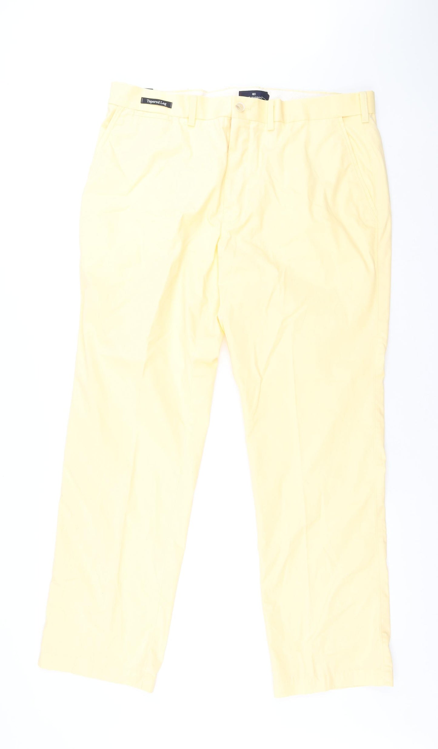 Blue Harbour Mens Yellow Cotton Chino Trousers Size 38 in L31 in Regular Button