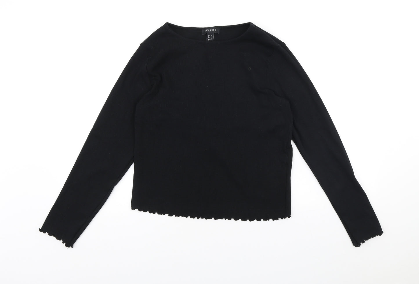 New Look Womens Black Polyester Basic T-Shirt Size 16 Round Neck - Lettuce Edges