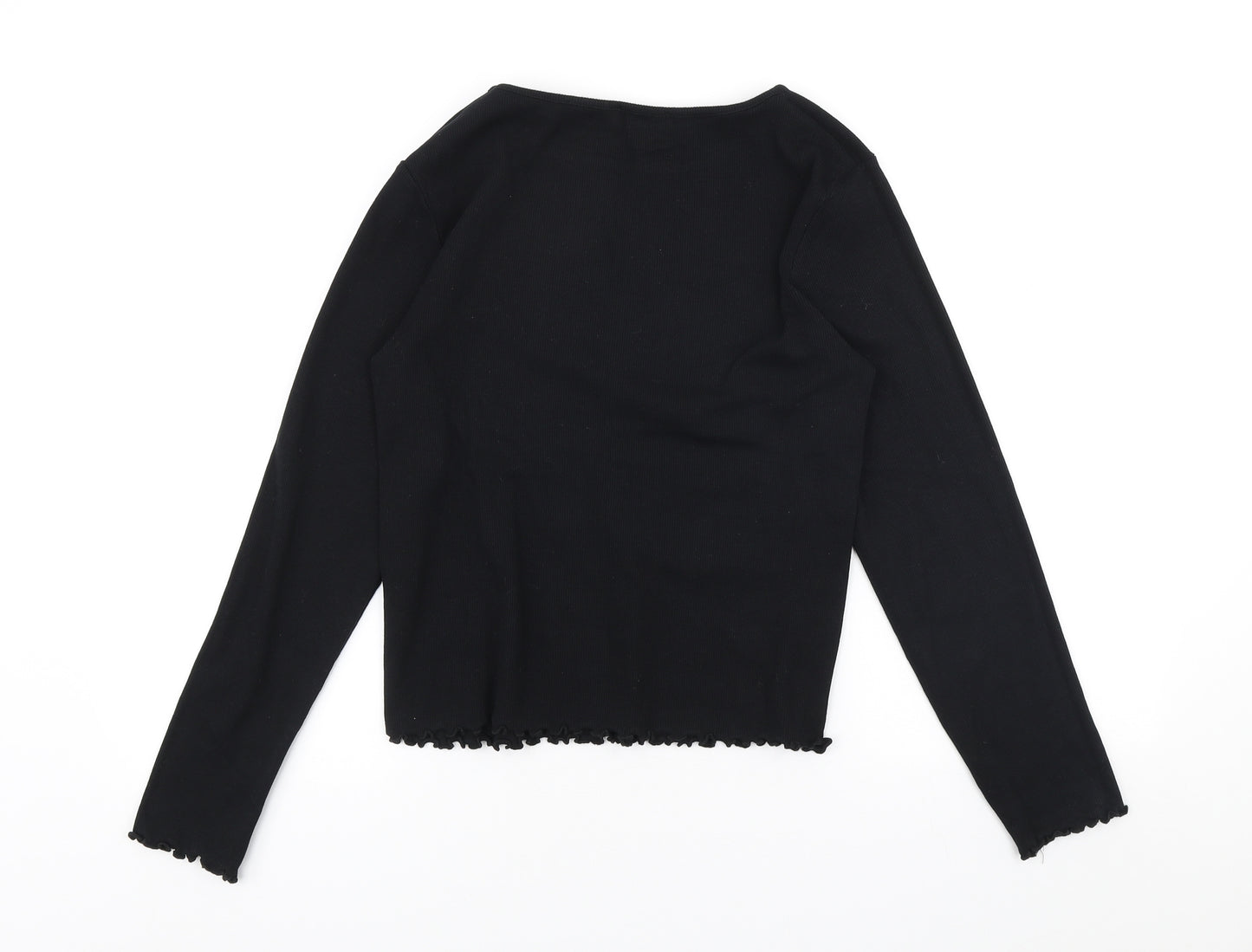 New Look Womens Black Polyester Basic T-Shirt Size 16 Round Neck - Lettuce Edges