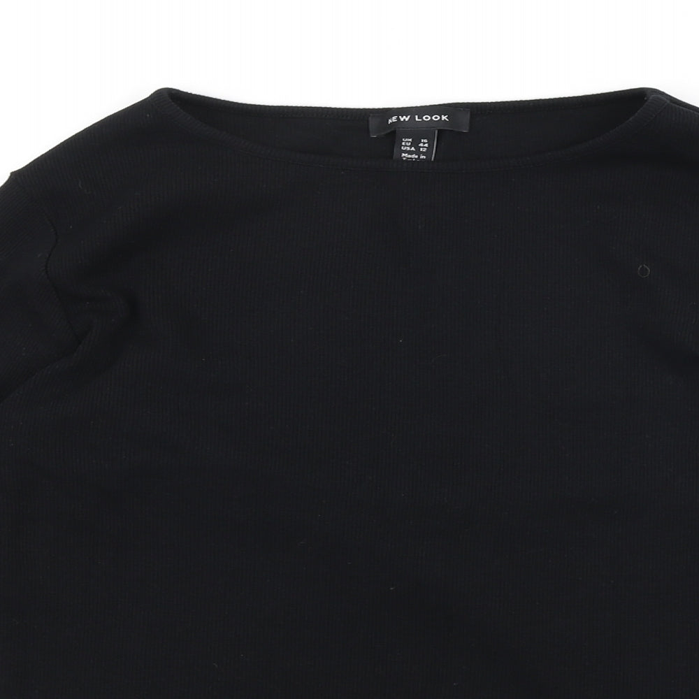 New Look Womens Black Polyester Basic T-Shirt Size 16 Round Neck - Lettuce Edges