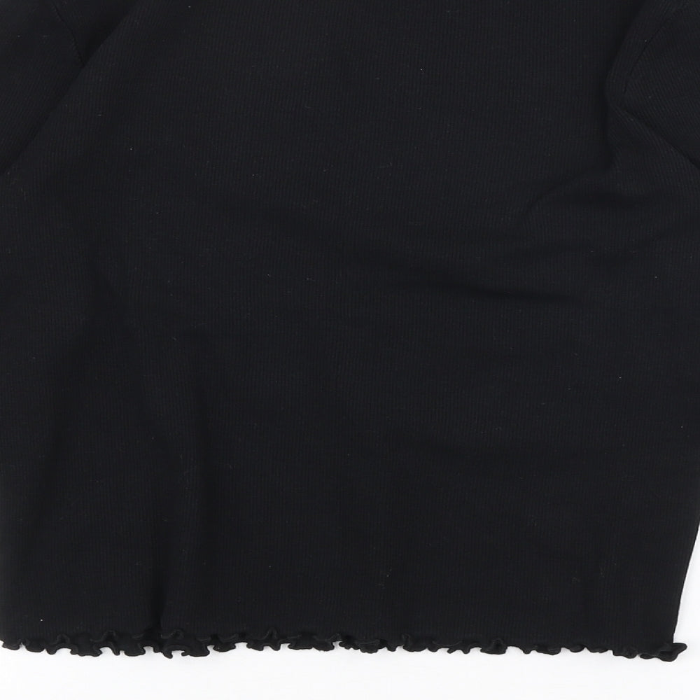 New Look Womens Black Polyester Basic T-Shirt Size 16 Round Neck - Lettuce Edges
