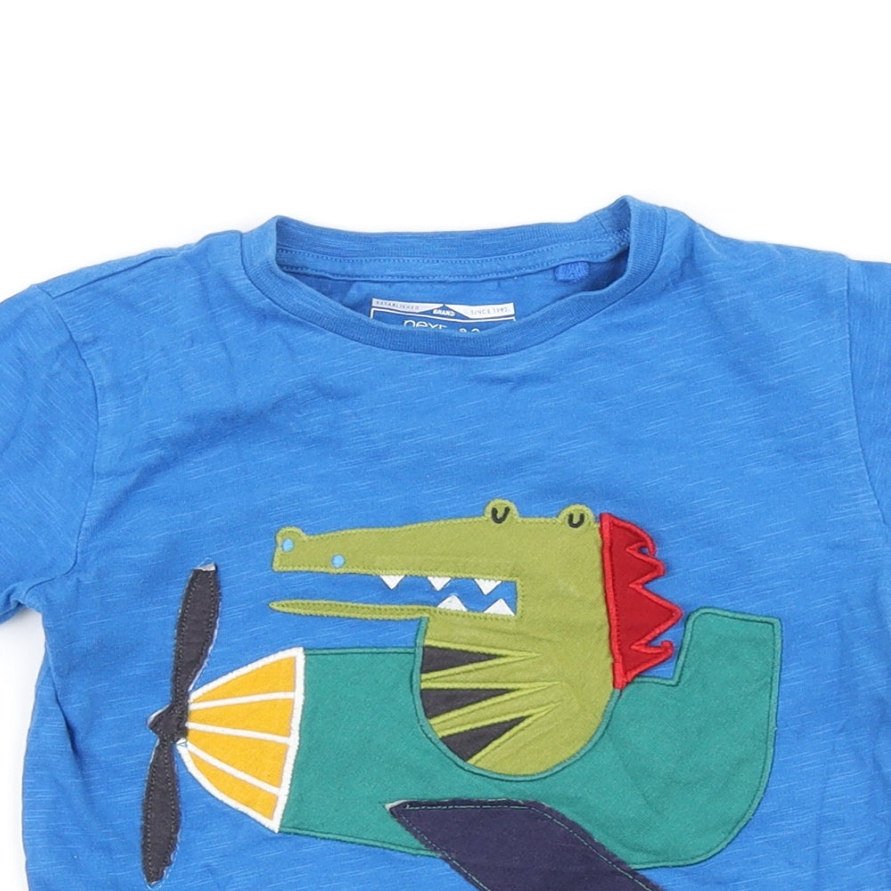 NEXT Boys Blue Cotton Basic T-Shirt Size 3-4 Years Round Neck Pullover - Crocodile