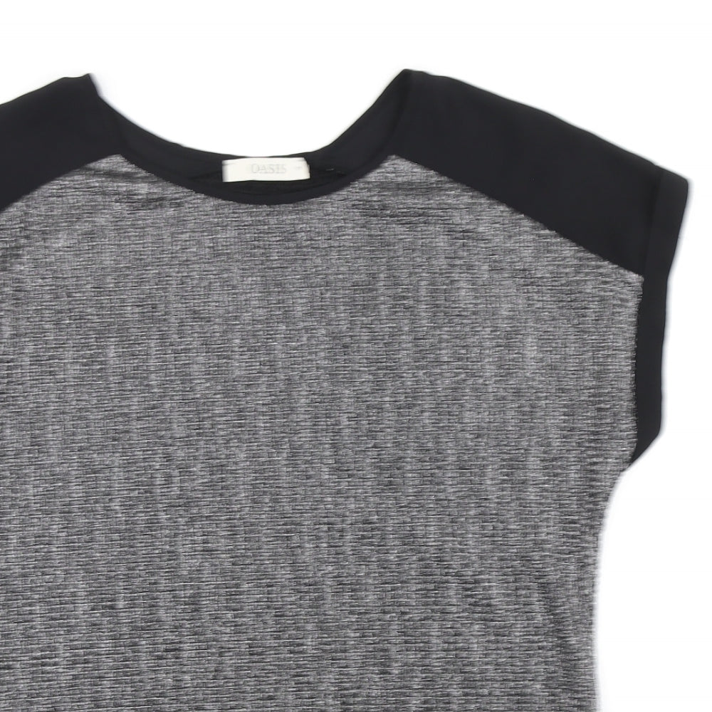 Oasis Womens Multicoloured Polyester Basic T-Shirt Size M Scoop Neck