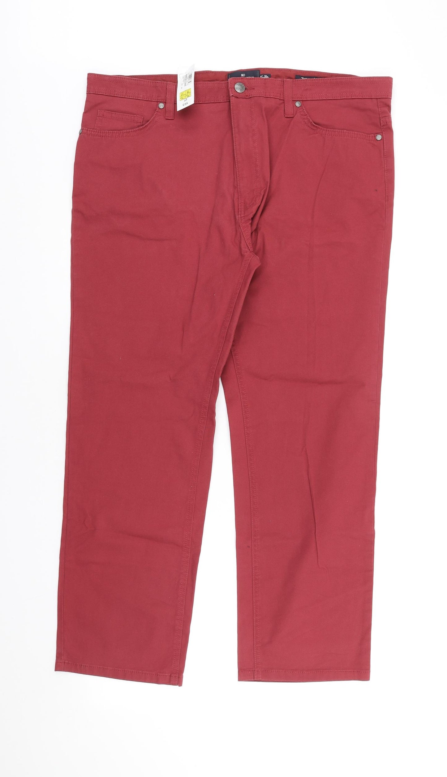 Blue Harbour Mens Red Cotton Chino Trousers Size 38 in L29 in Regular Button