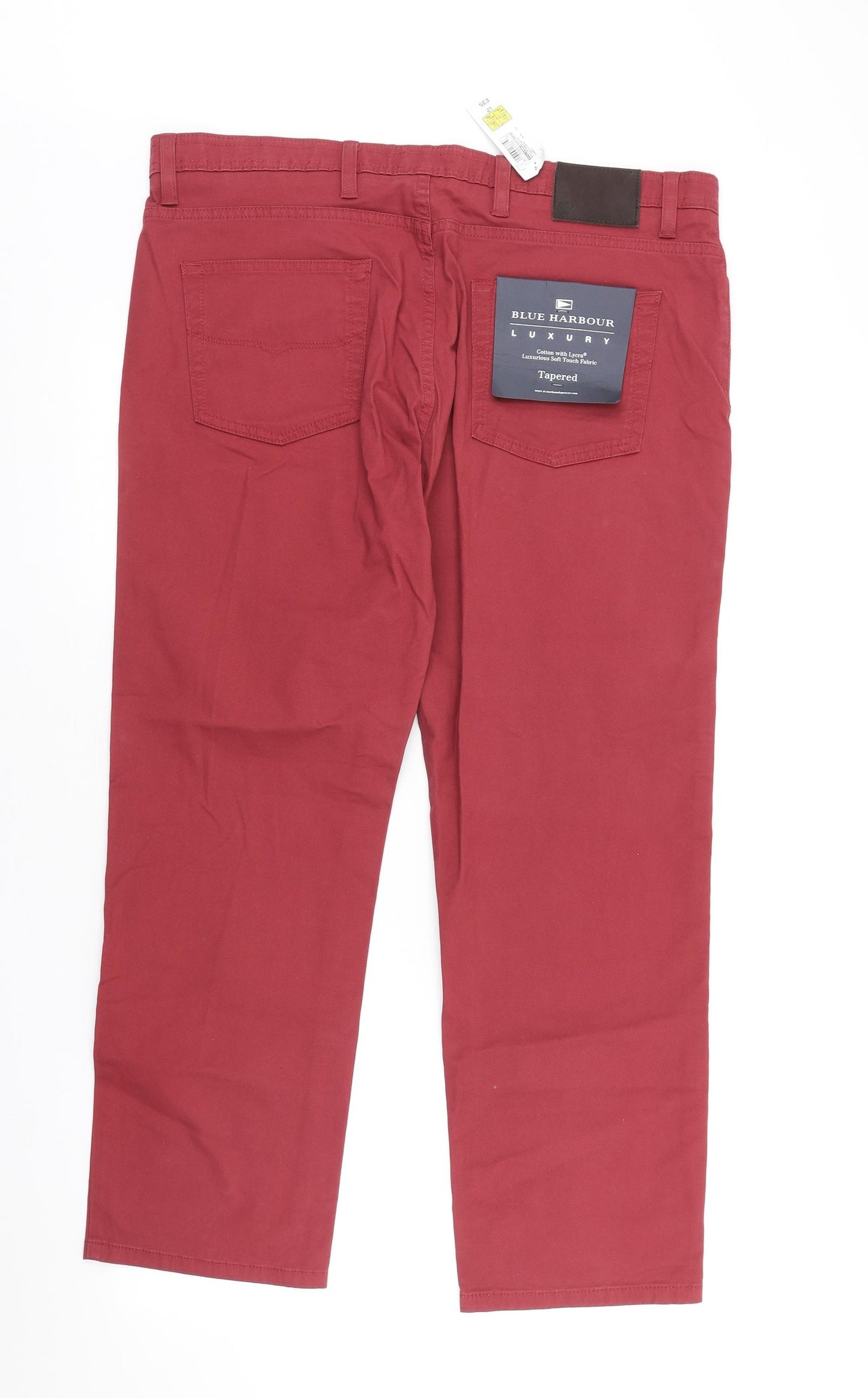 Blue Harbour Mens Red Cotton Chino Trousers Size 38 in L29 in Regular Button