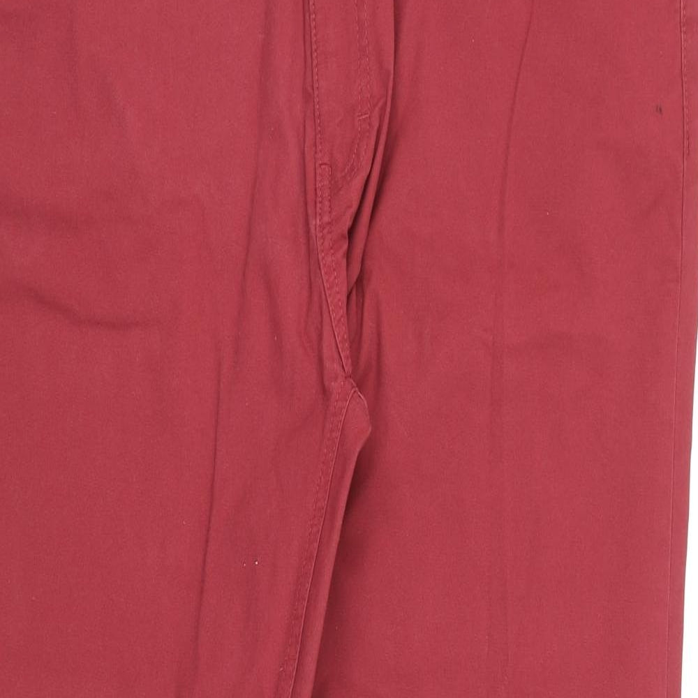 Blue Harbour Mens Red Cotton Chino Trousers Size 38 in L29 in Regular Button