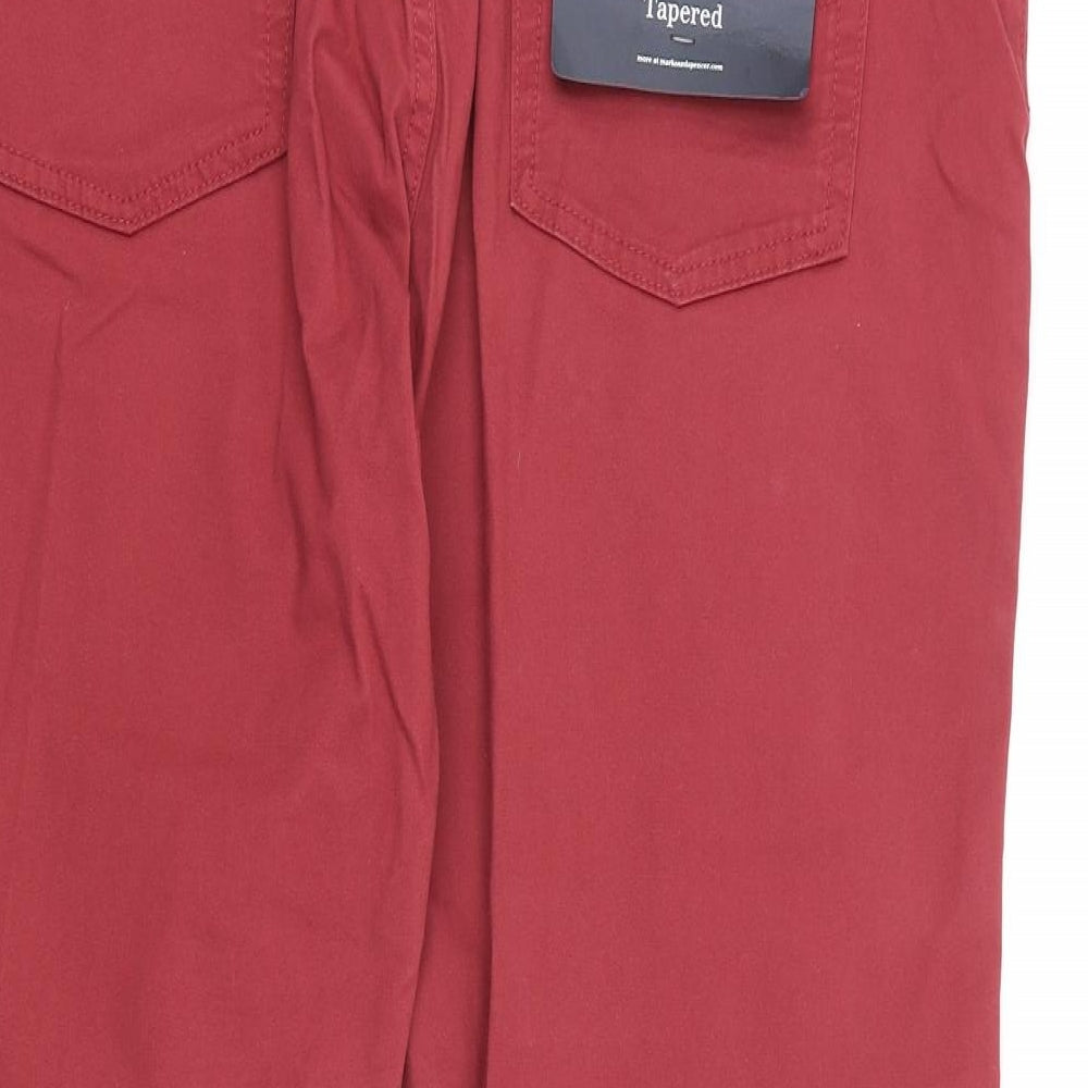 Blue Harbour Mens Red Cotton Chino Trousers Size 38 in L29 in Regular Button