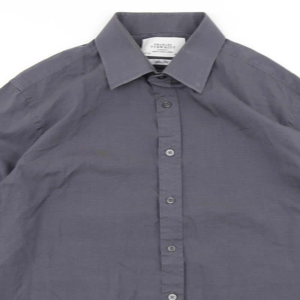 Charles Tyrwhitt Mens Grey Cotton Dress Shirt Size 16.5 Collared Button