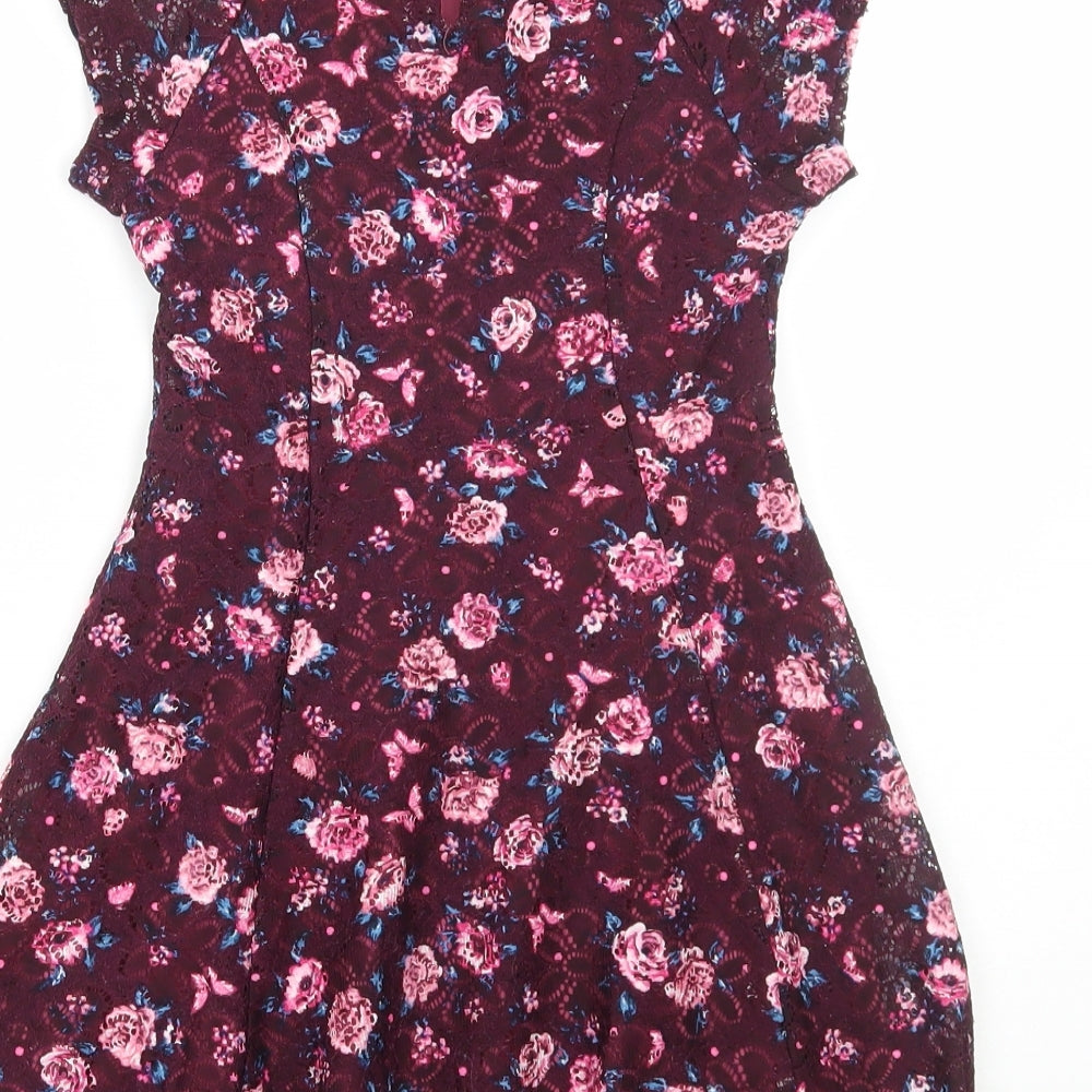Primark Girls Red Floral Polyester Fit & Flare Size 6-7 Years Round Ne –  Preworn