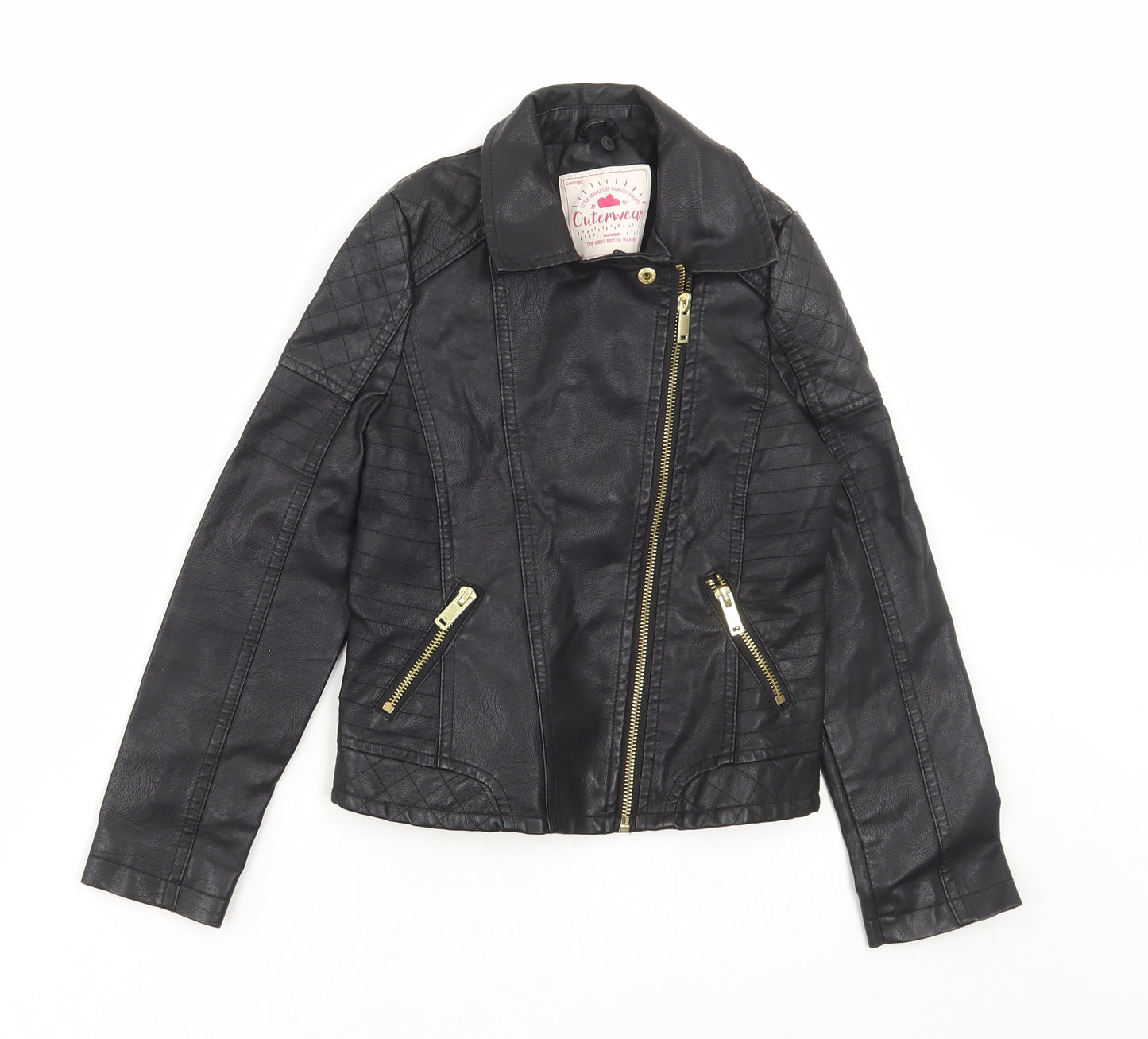 George Girls Black Jacket Size 7-8 Years Zip
