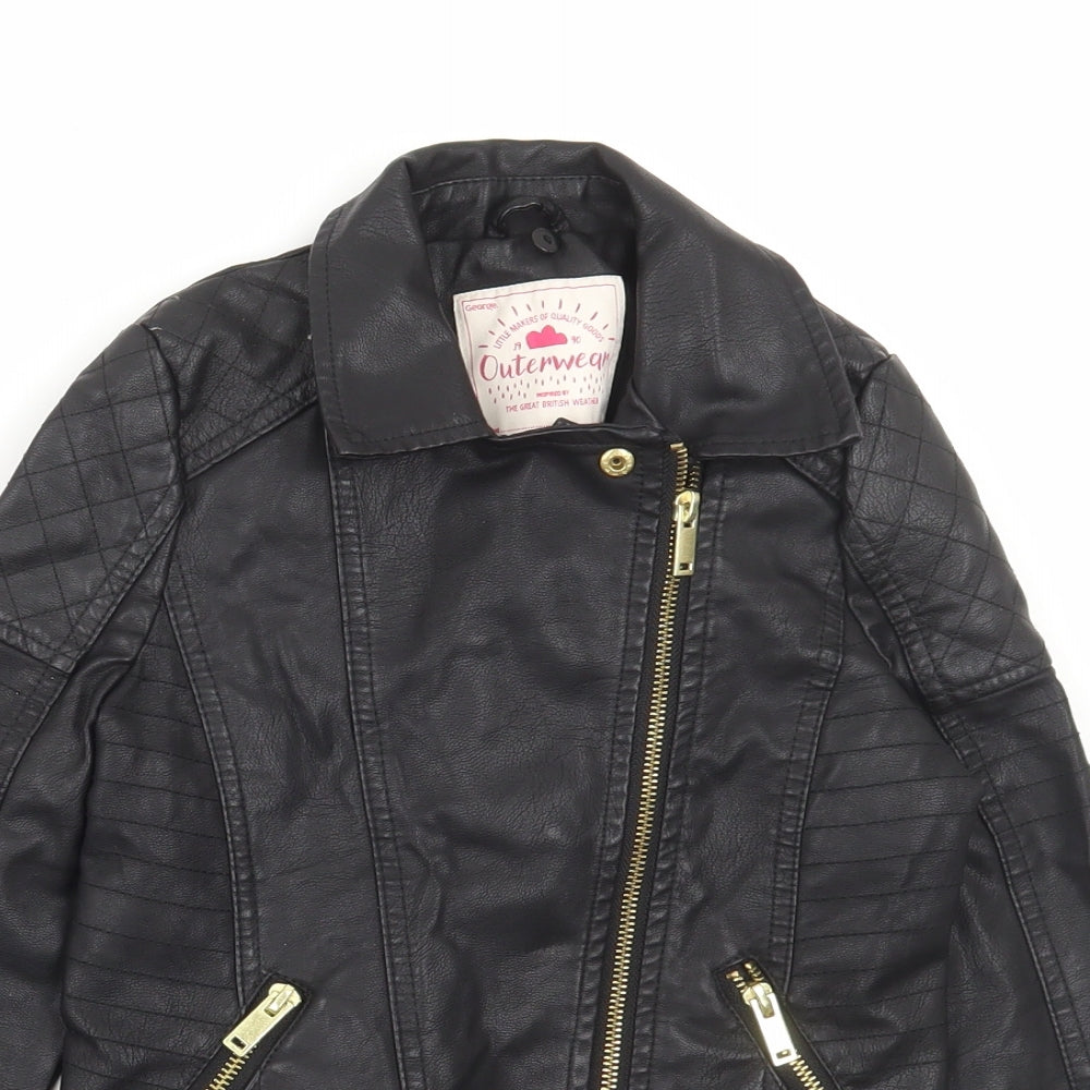 George Girls Black Jacket Size 7-8 Years Zip
