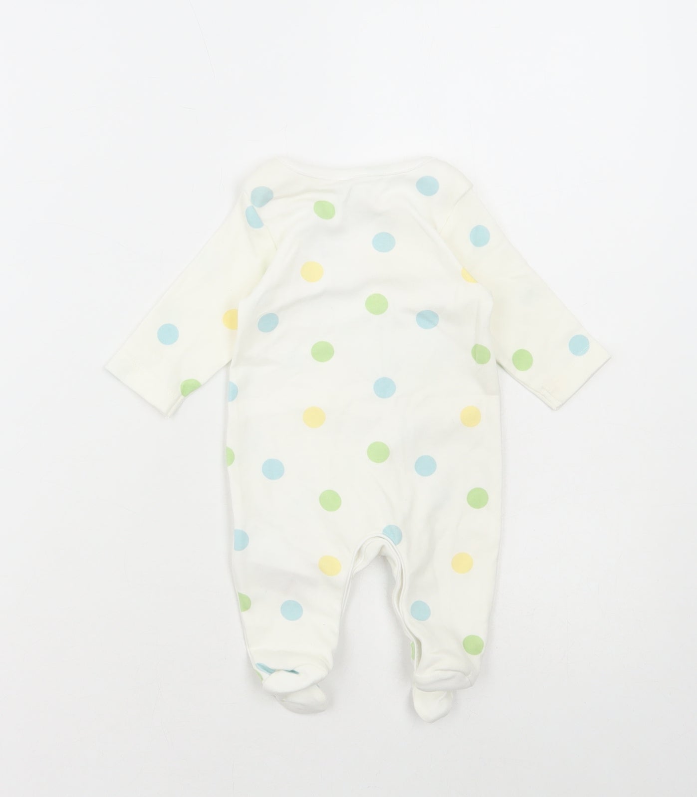 Blue Zoo Baby White Spotted Cotton Babygrow One-Piece Size Newborn Snap - Slogan,Heart
