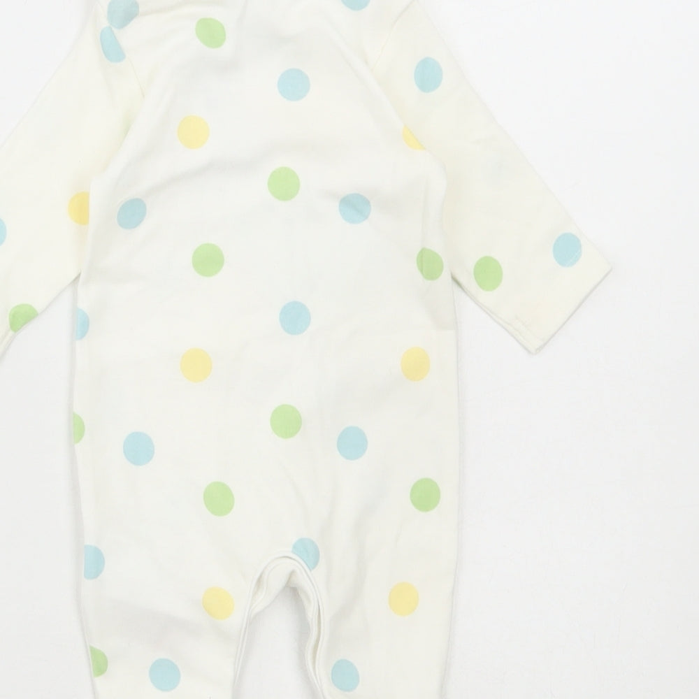 Blue Zoo Baby White Spotted Cotton Babygrow One-Piece Size Newborn Snap - Slogan,Heart