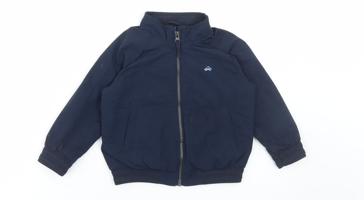 NEXT Boys Blue Bomber Jacket Coat Size 2-3 Years Zip - car logo