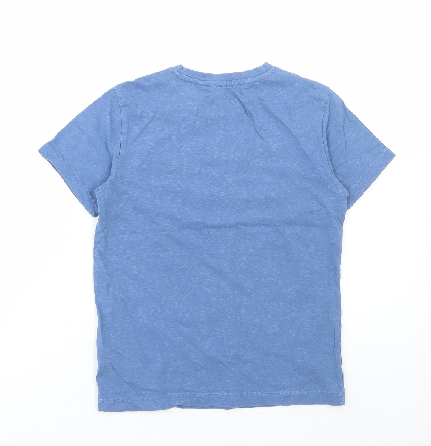 NEXT Boys Blue Cotton Basic T-Shirt Size 7 Years Round Neck Pullover - Triceratops
