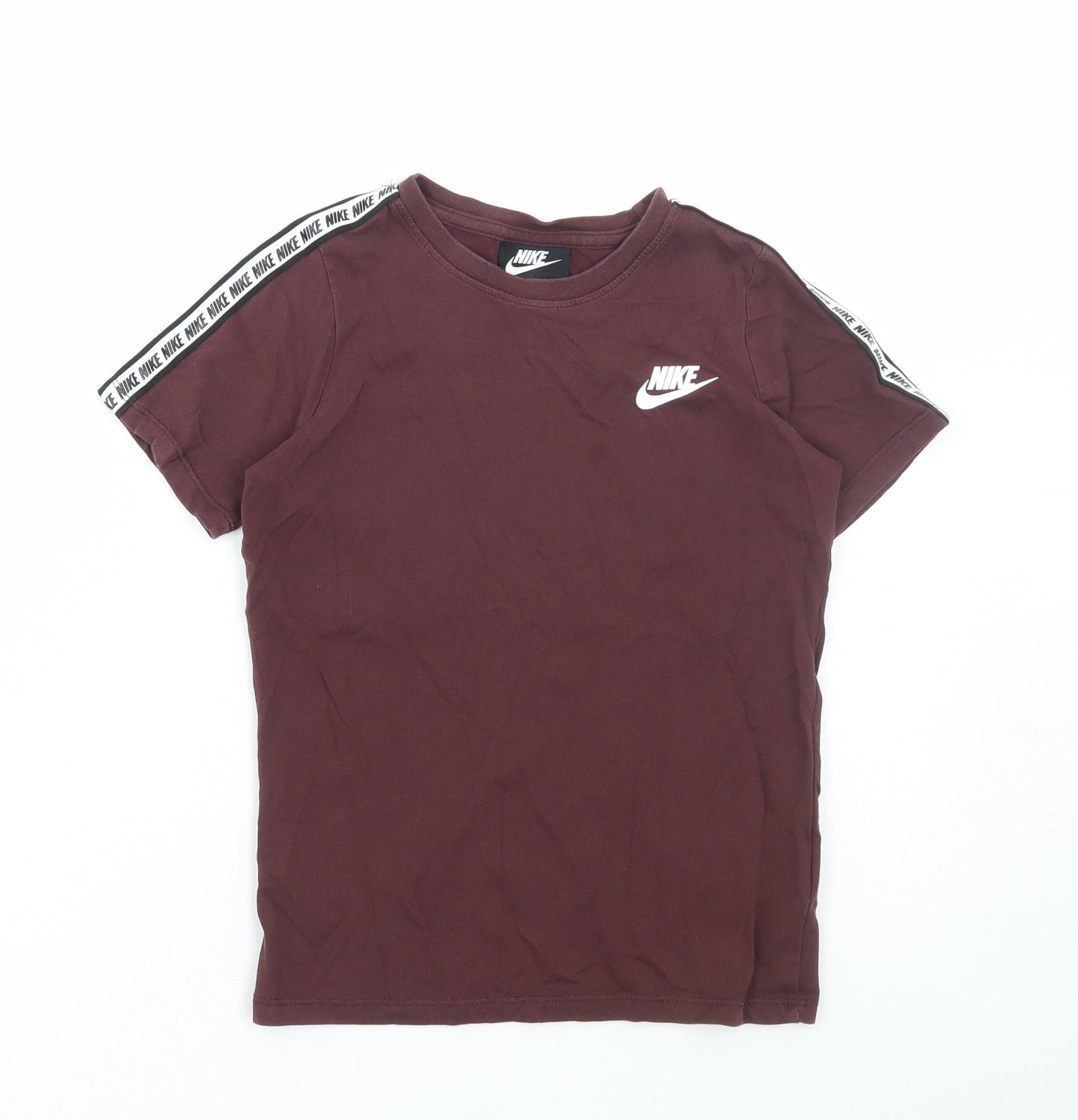 Nike Boys Red Cotton Basic T-Shirt Size 6-7 Years Round Neck Pullover - Nike