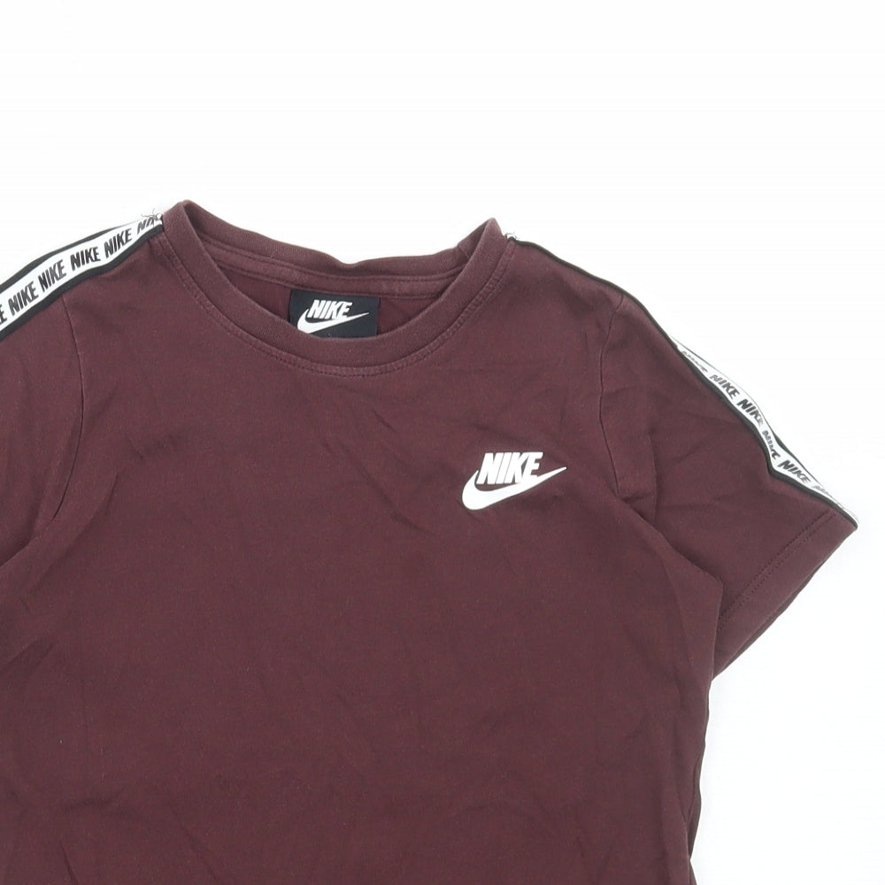 Nike Boys Red Cotton Basic T-Shirt Size 6-7 Years Round Neck Pullover - Nike