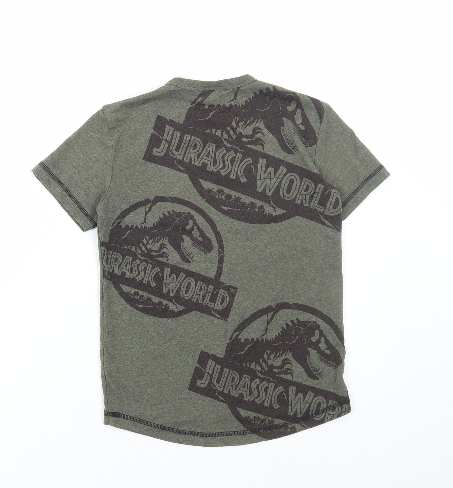 NEXT Boys Green Geometric Cotton Basic T-Shirt Size 6 Years Round Neck Pullover - Jurassic world