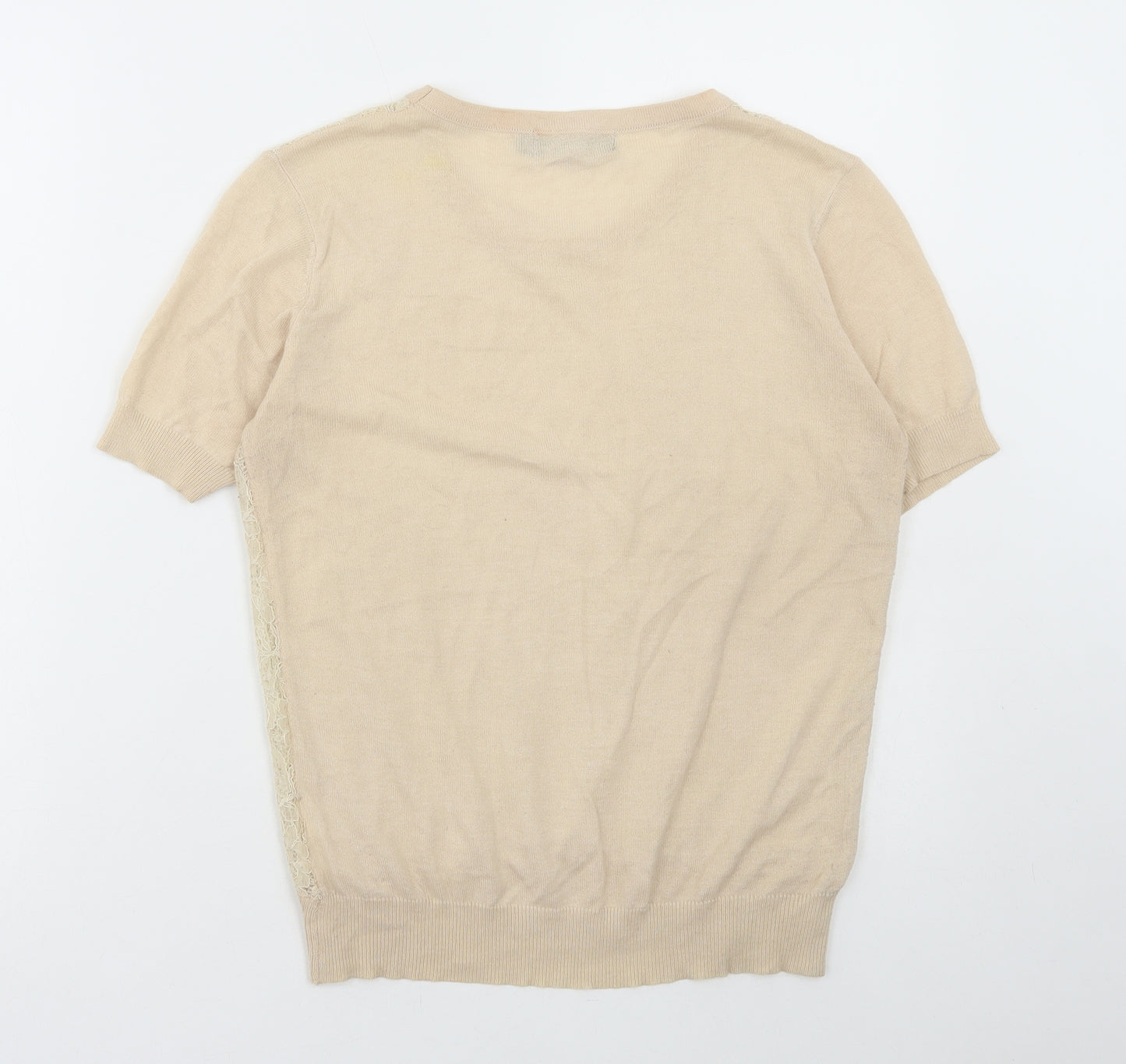 Cherry Couture Womens Ivory Acrylic Basic Blouse Size 12 Round Neck