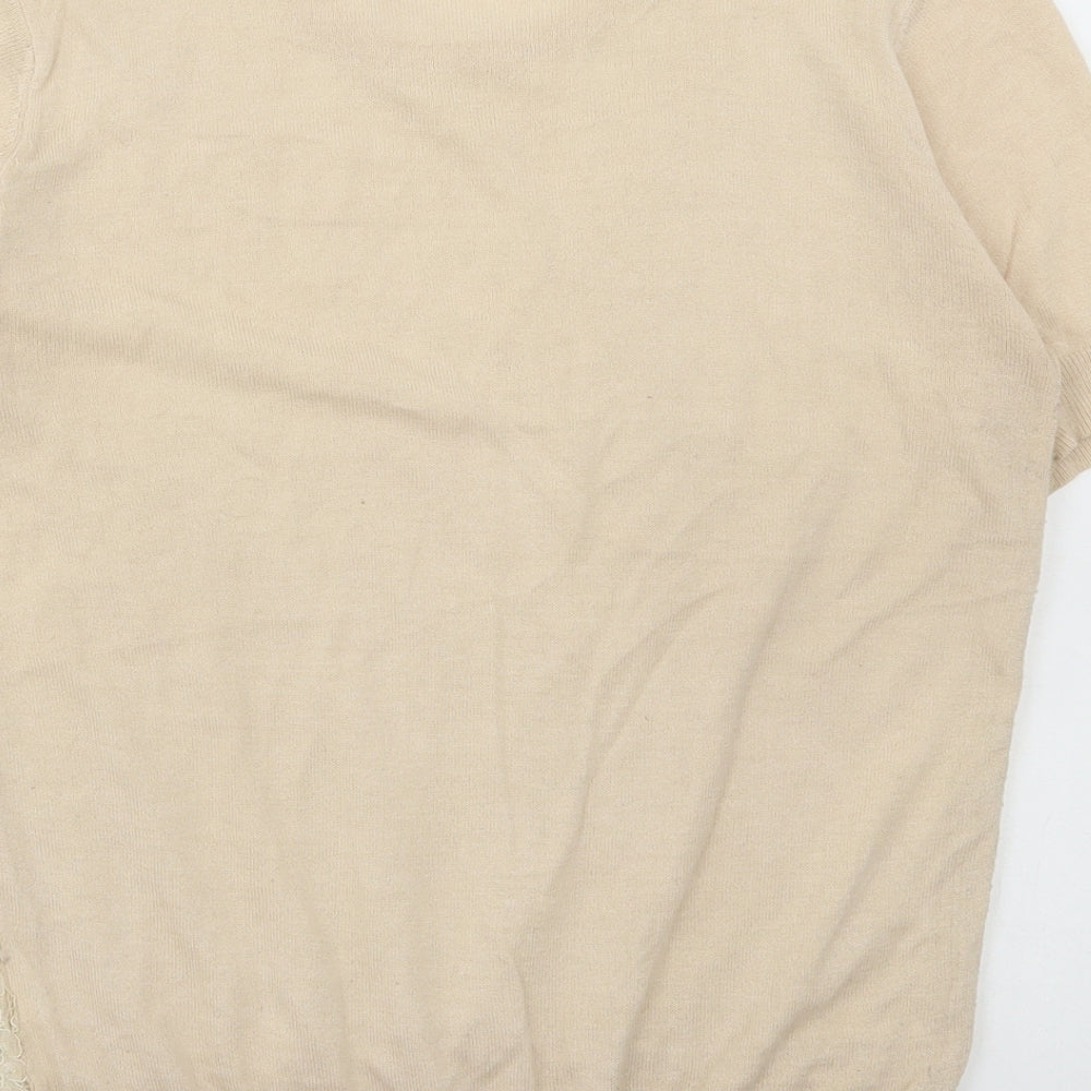 Cherry Couture Womens Ivory Acrylic Basic Blouse Size 12 Round Neck