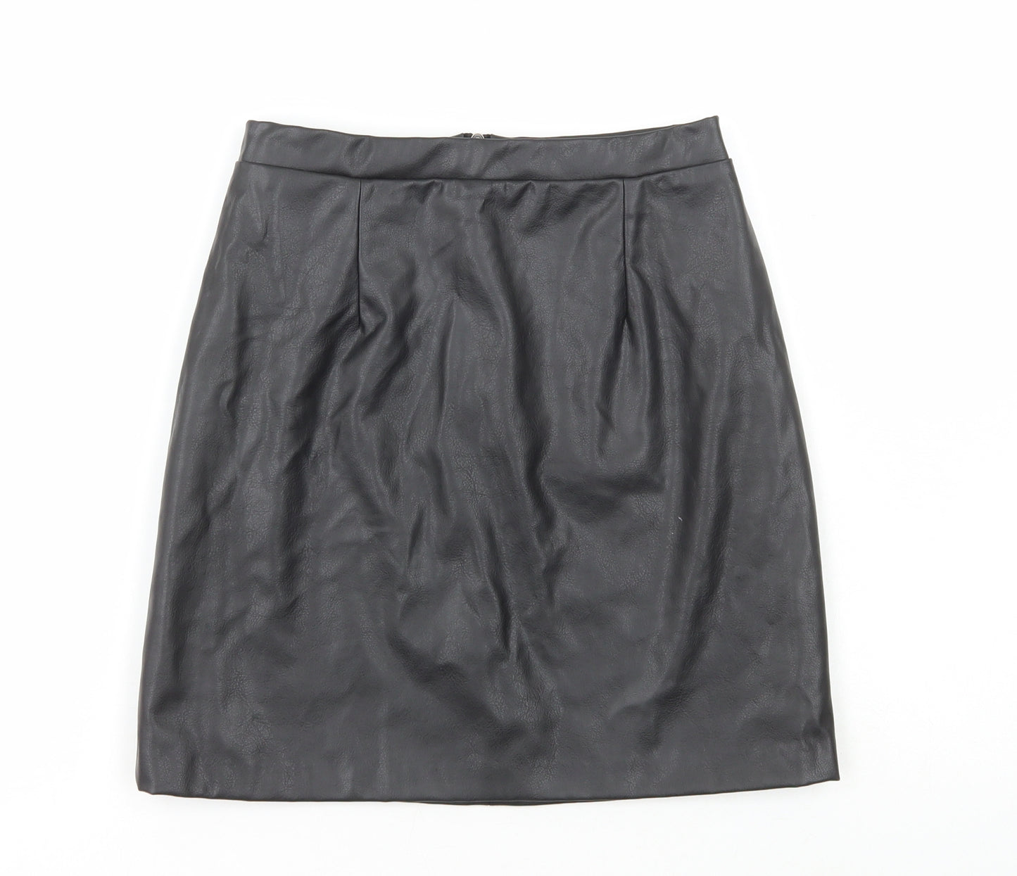River Island Womens Black Polyester A-Line Skirt Size 8 Zip