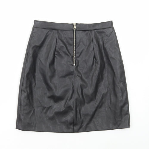 River Island Womens Black Polyester A-Line Skirt Size 8 Zip