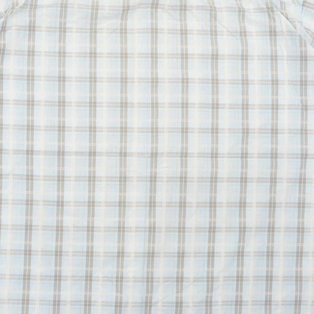 Ben Sherman Mens Blue Plaid Cotton Dress Shirt Size 2XL Collared Button