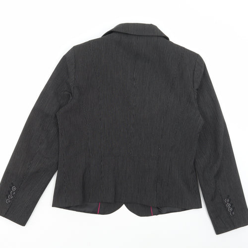Gelco Womens Black Striped Jacket Blazer Size 14 Button