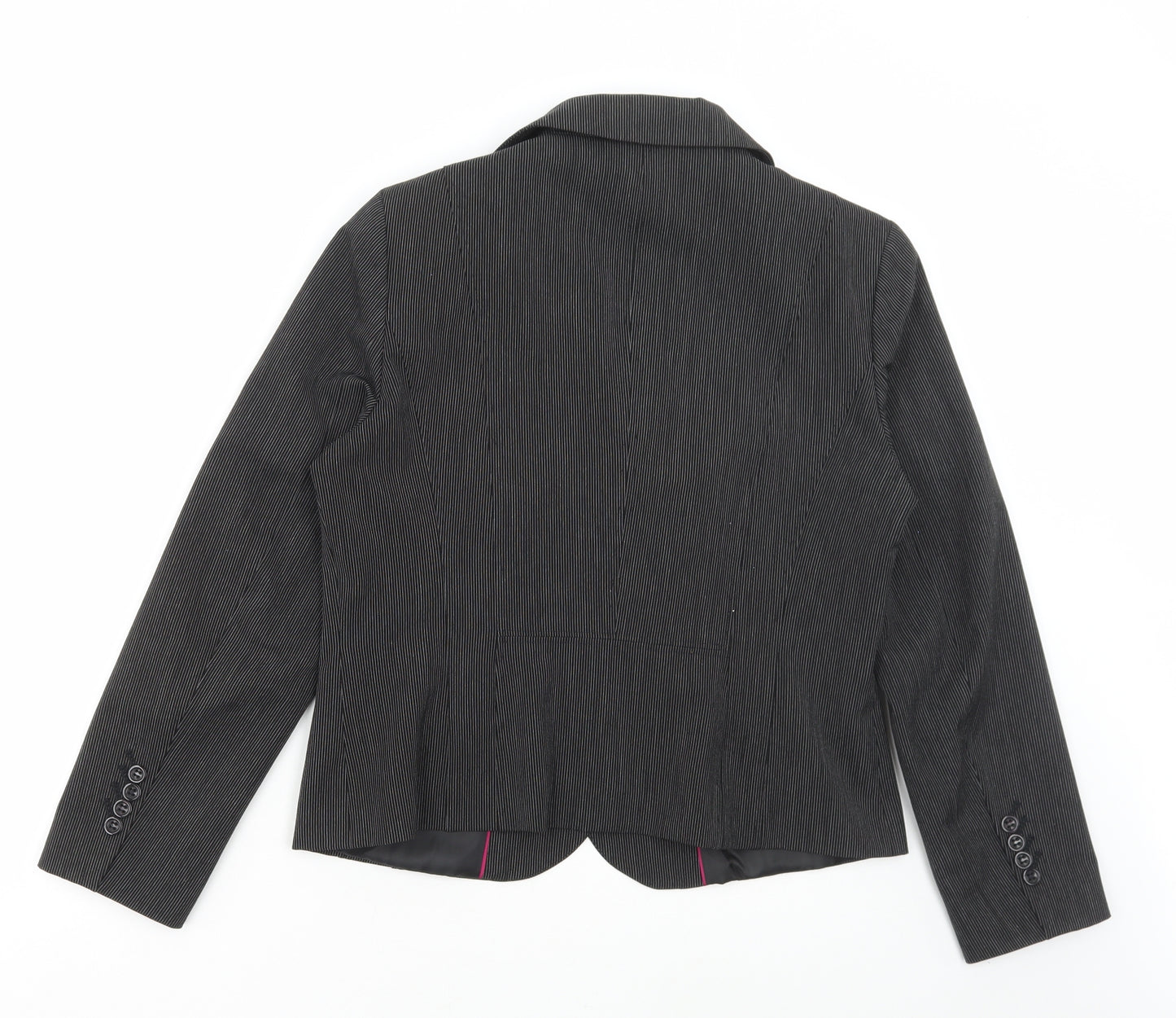 Gelco Womens Black Striped Jacket Blazer Size 14 Button