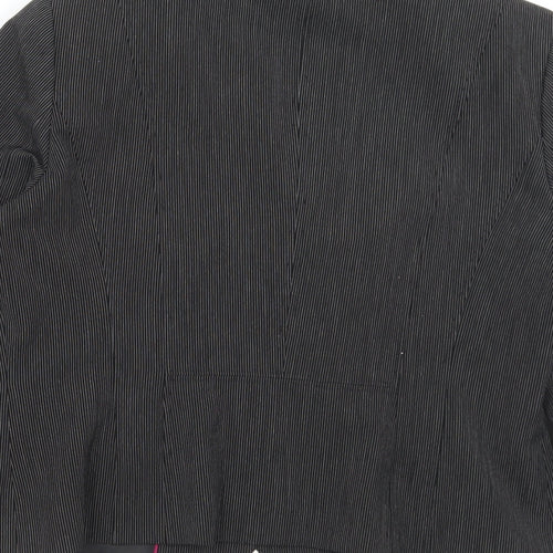 Gelco Womens Black Striped Jacket Blazer Size 14 Button