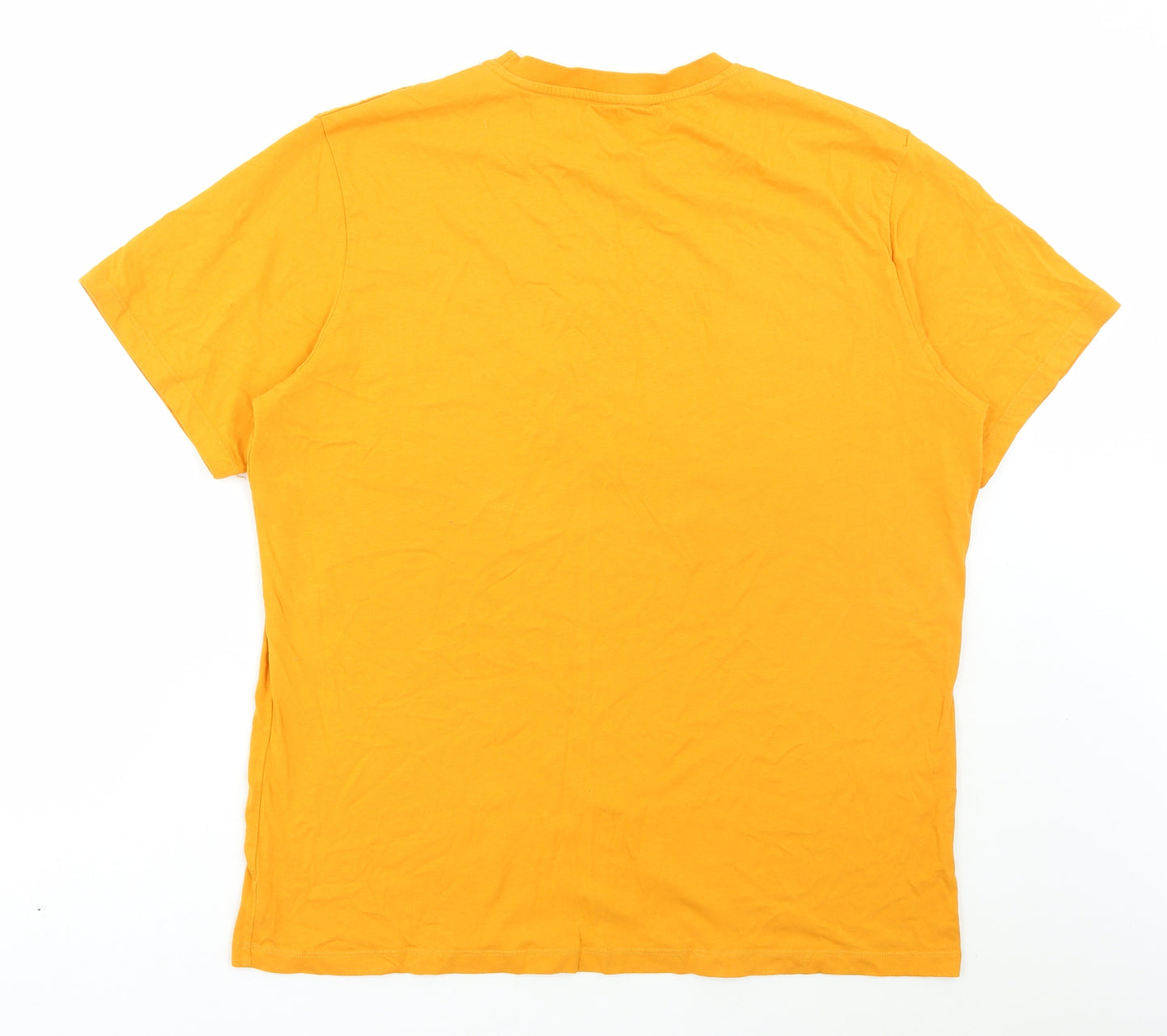 Dunnes Stores Mens Orange Cotton T-Shirt Size XL Round Neck - Detroit