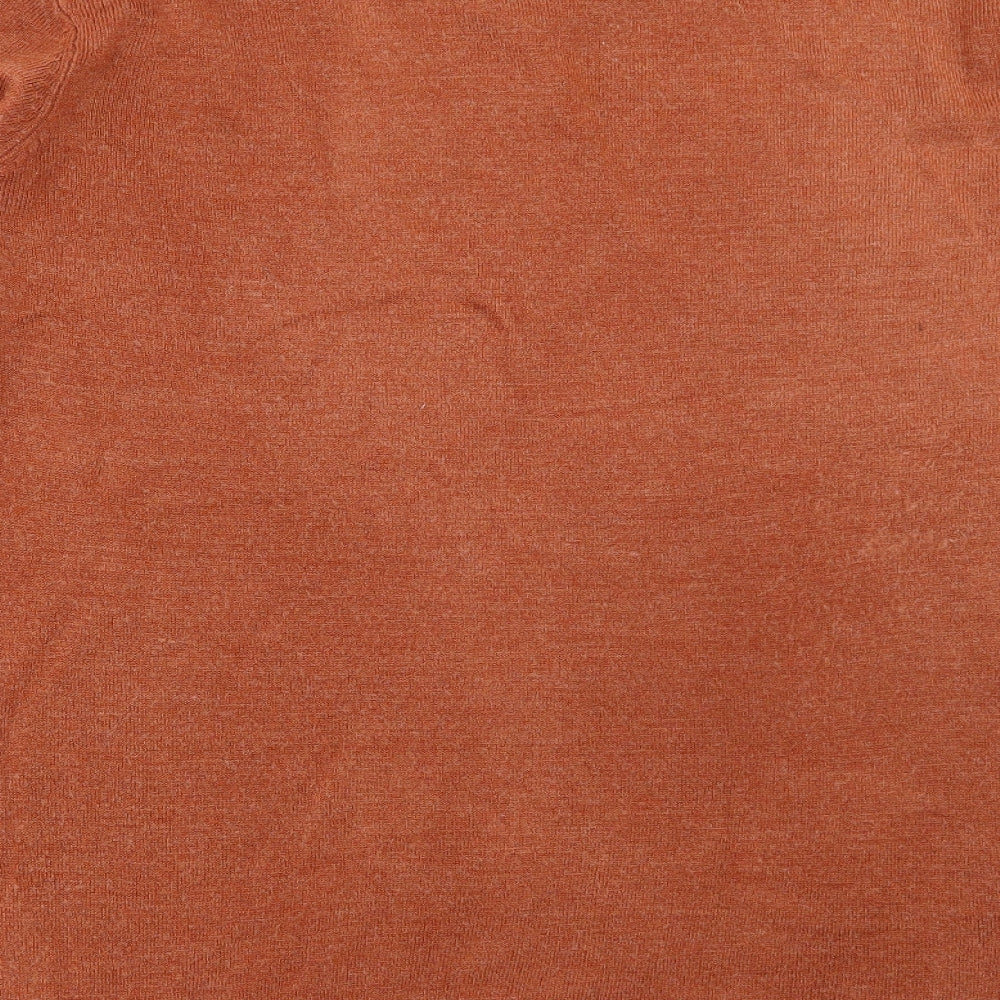 Peacocks Mens Orange V-Neck Acrylic Pullover Jumper Size XL