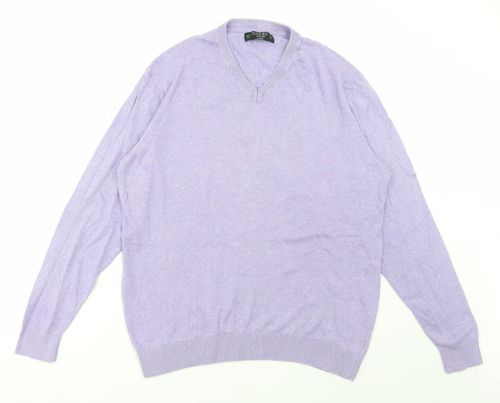 Dunnes Stores Womens Purple V-Neck Cotton Pullover Jumper Size XL