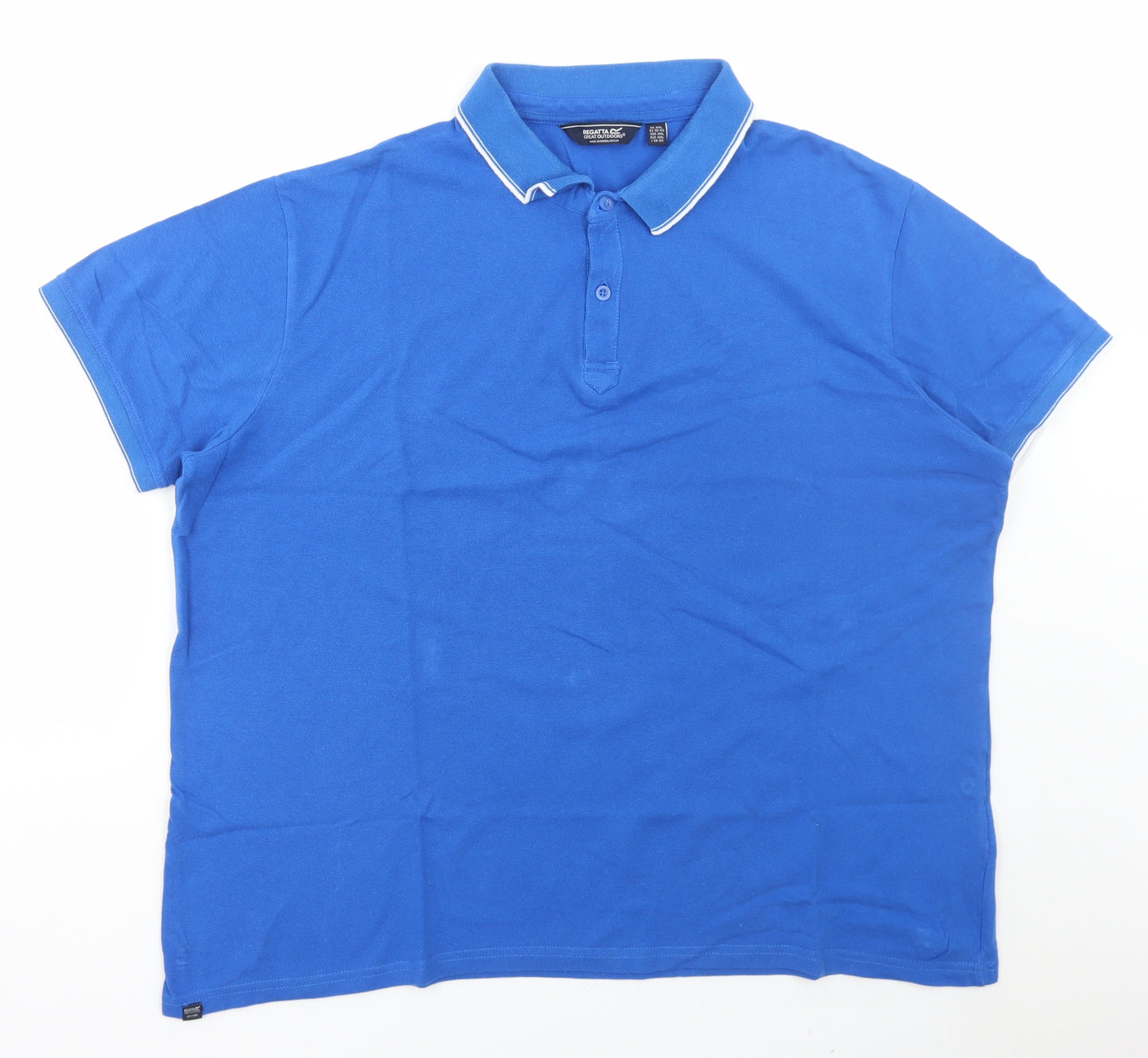 Regatta Mens Blue Cotton Polo Size 2XL Collared Button