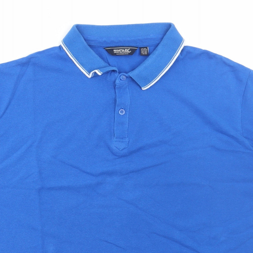 Regatta Mens Blue Cotton Polo Size 2XL Collared Button