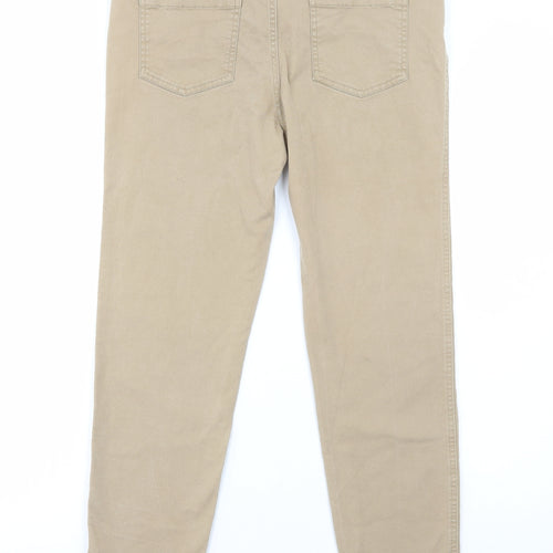 F&F Womens Beige Cotton Chino Trousers Size 12 L37 in Regular Zip
