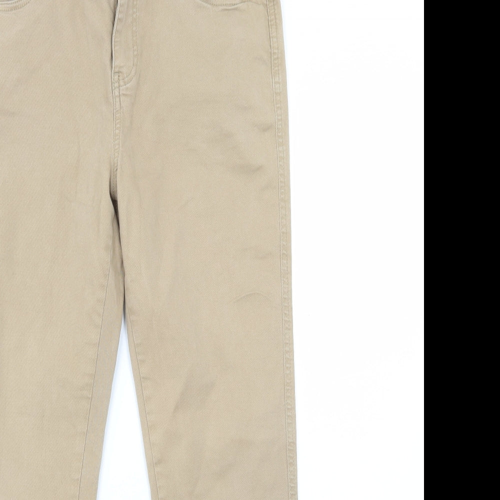 F&F Womens Beige Cotton Chino Trousers Size 12 L37 in Regular Zip