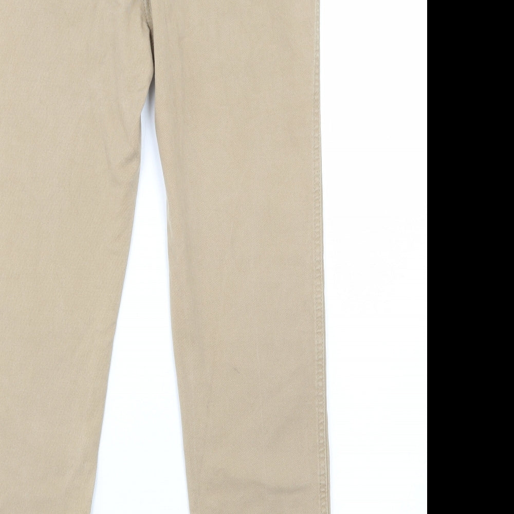 F&F Womens Beige Cotton Chino Trousers Size 12 L37 in Regular Zip