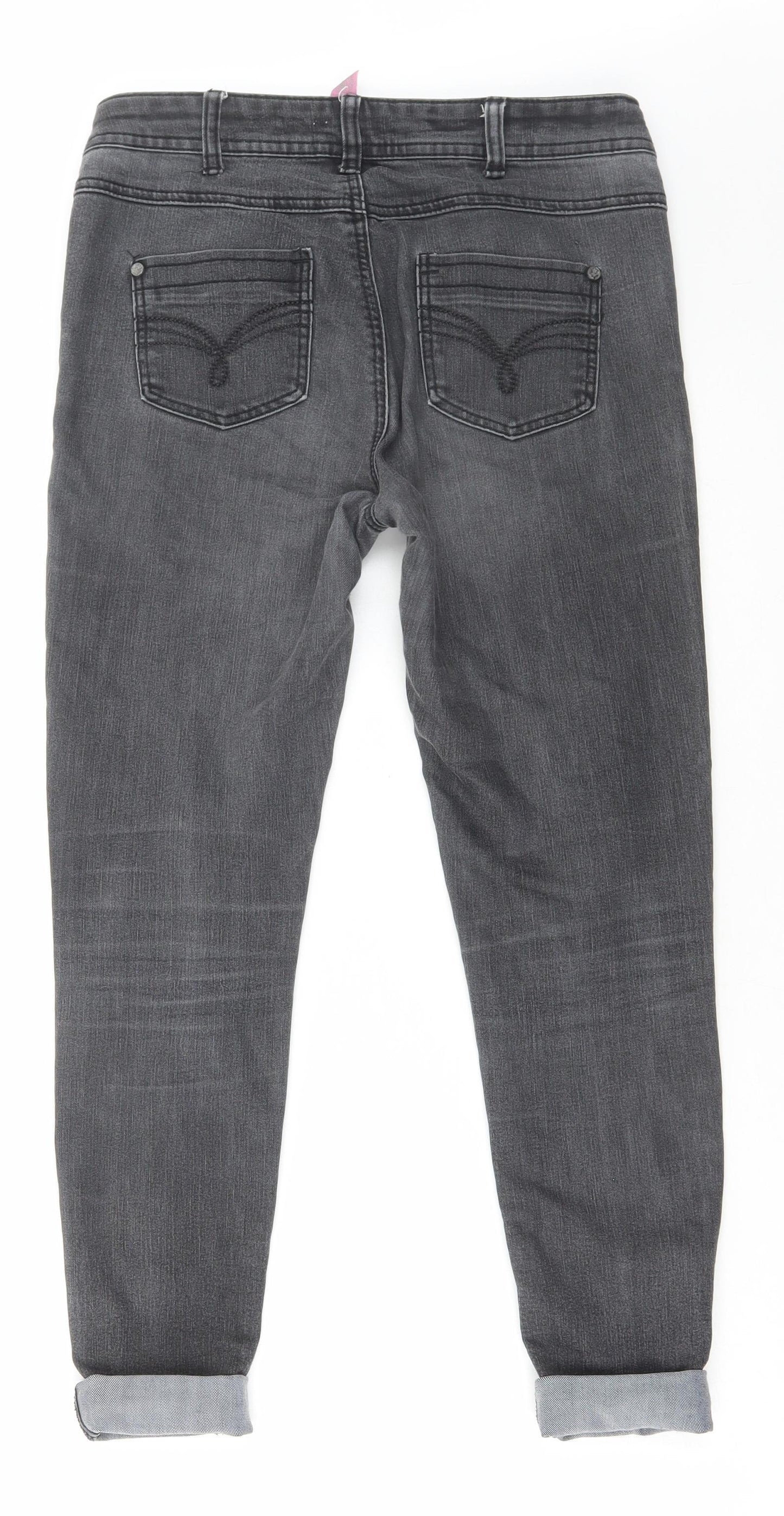 Denim & Co. Womens Grey Cotton Skinny Jeans Size 10 L26 in Regular Zip