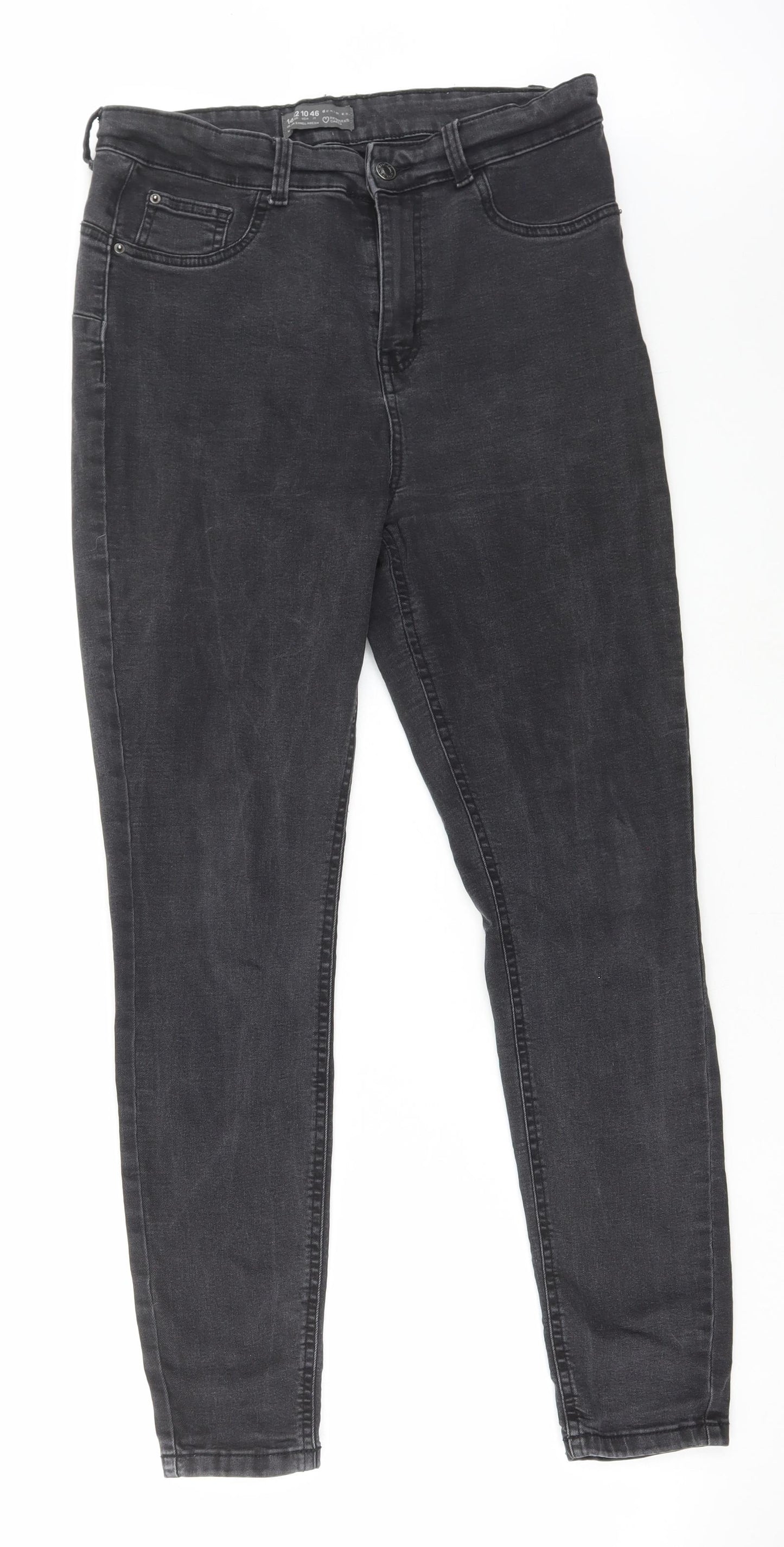 Denim & Co. Womens Black Cotton Skinny Jeans Size 14 L29 in Regular Zip