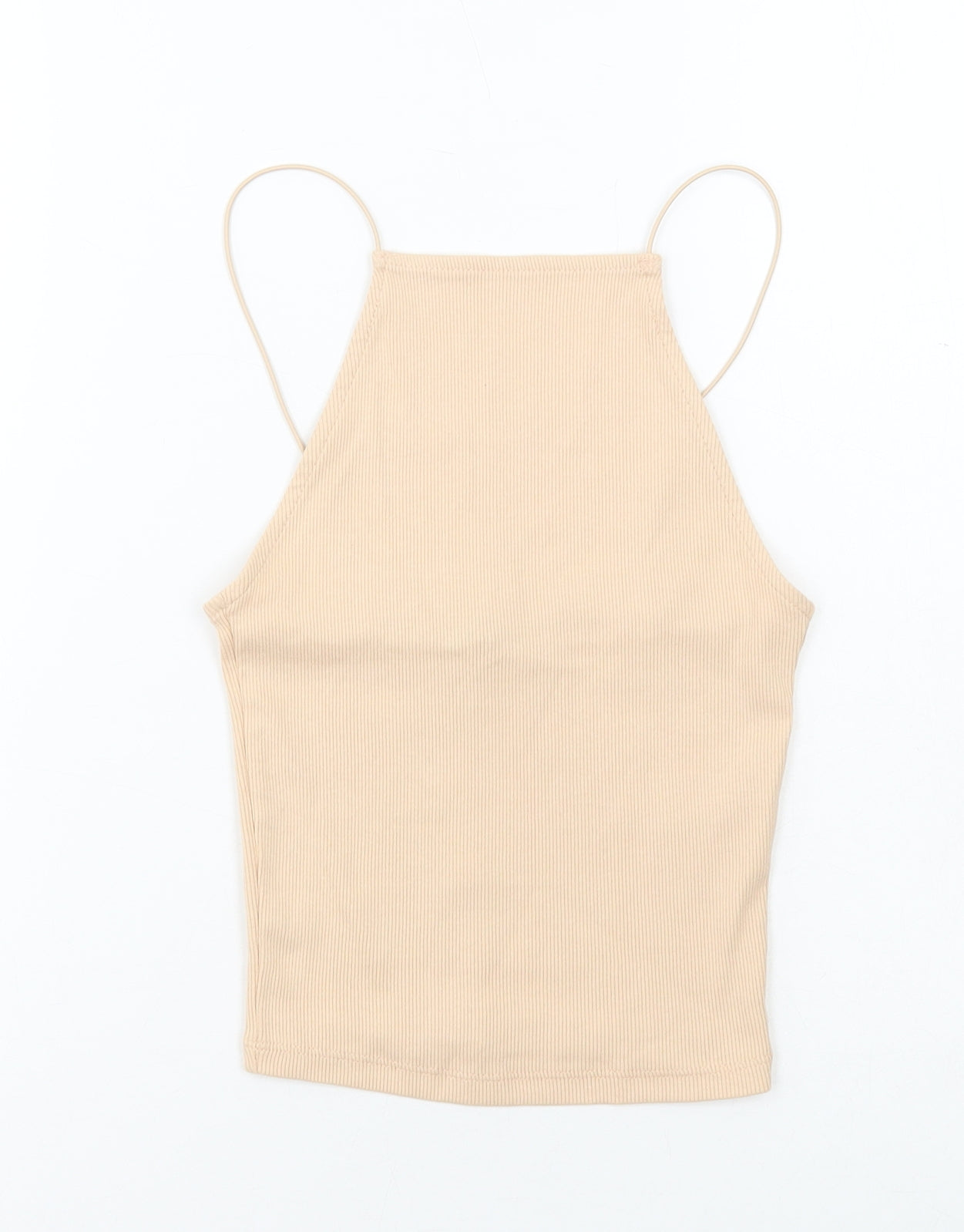 Zara Womens Beige Cotton Cropped Tank Size S Square Neck