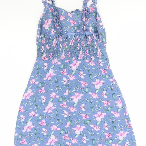 Nasty Gal Womens Blue Floral Polyester Slip Dress Size 6 Sweetheart Zip