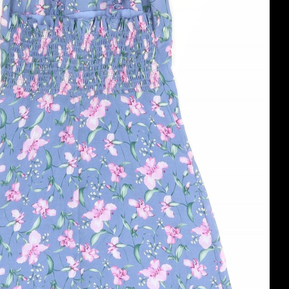 Nasty Gal Womens Blue Floral Polyester Slip Dress Size 6 Sweetheart Zip