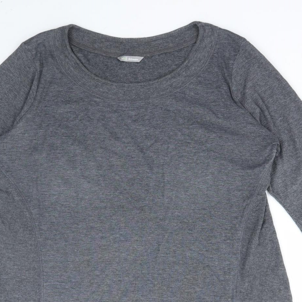 Marks and Spencer Womens Grey Scoop Neck Polyester Pullover Jumper Size 18