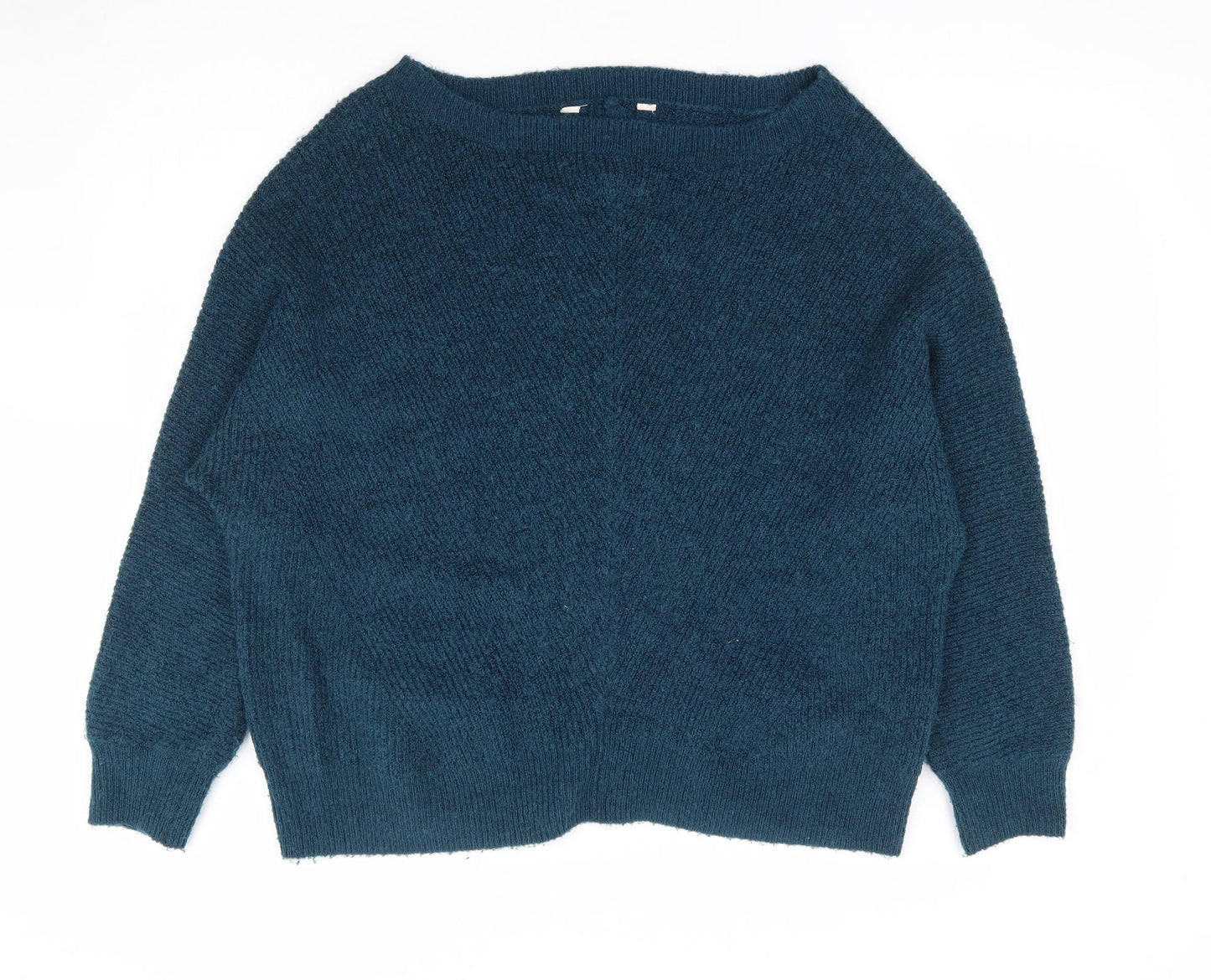 Preworn Womens Blue Boat Neck Acrylic Pullover Jumper Size 16 - Batwing
