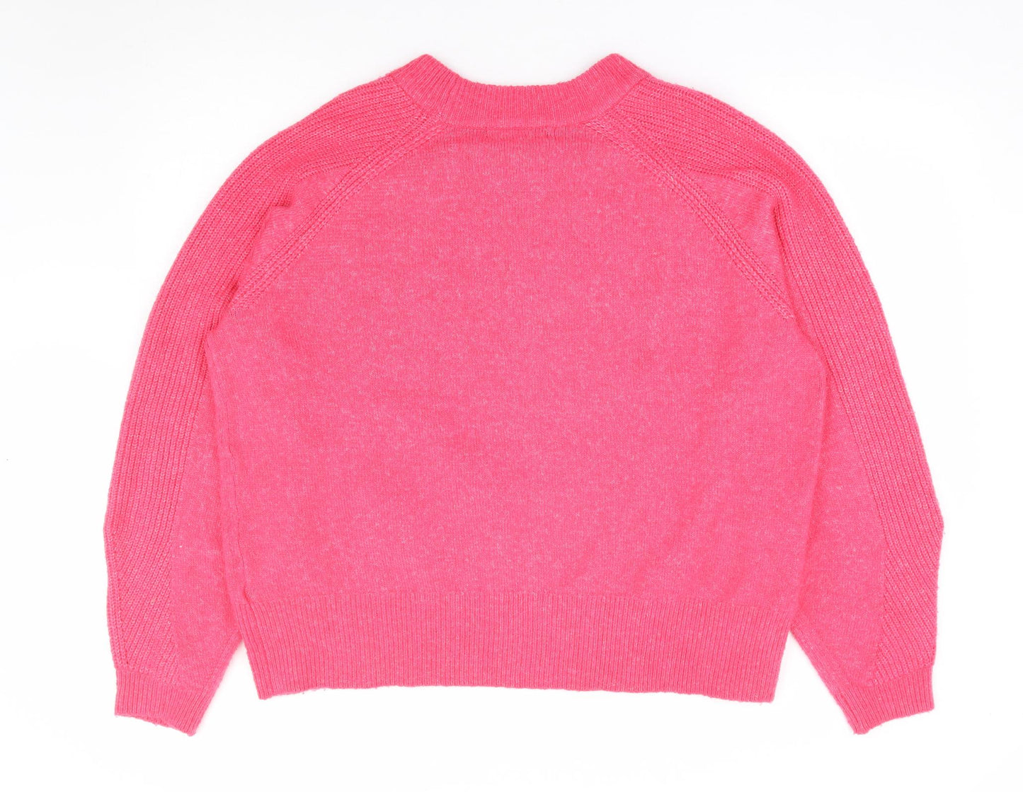 Marks and Spencer Womens Pink Round Neck Acrylic Pullover Jumper Size L