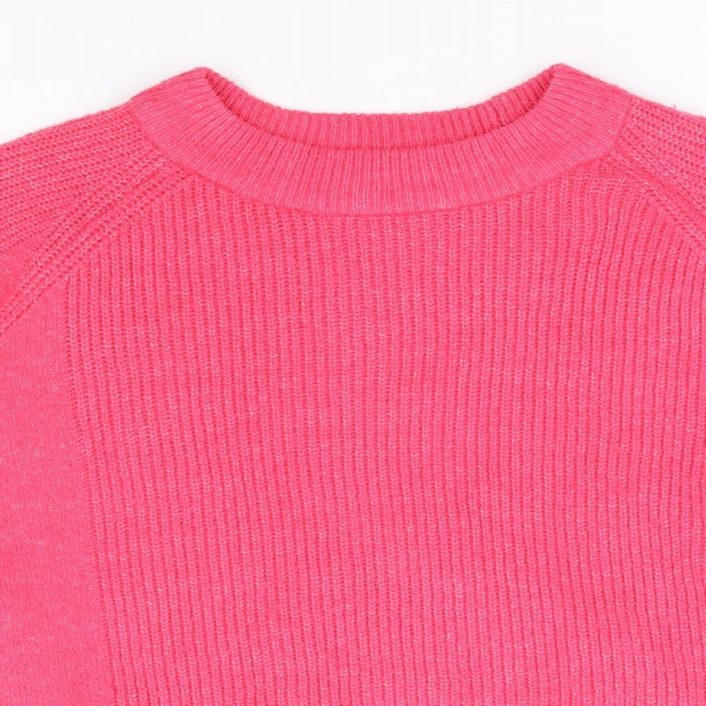 Marks and Spencer Womens Pink Round Neck Acrylic Pullover Jumper Size L