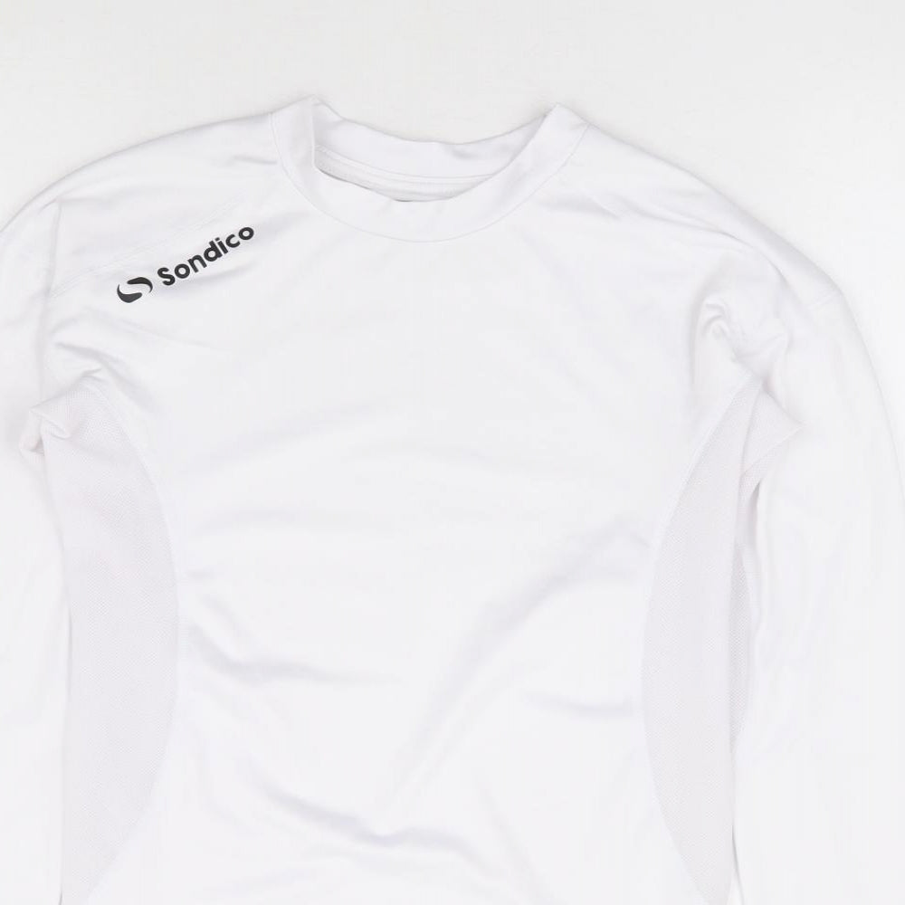 Sondico Womens White Polyester Basic T-Shirt Size S Crew Neck Pullover